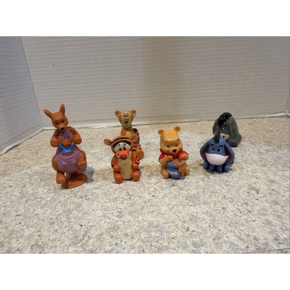 Vintage Disney Winnie the Pooh PVC Figure Lot 6pc Kanga Tigger Pooh Eeyore